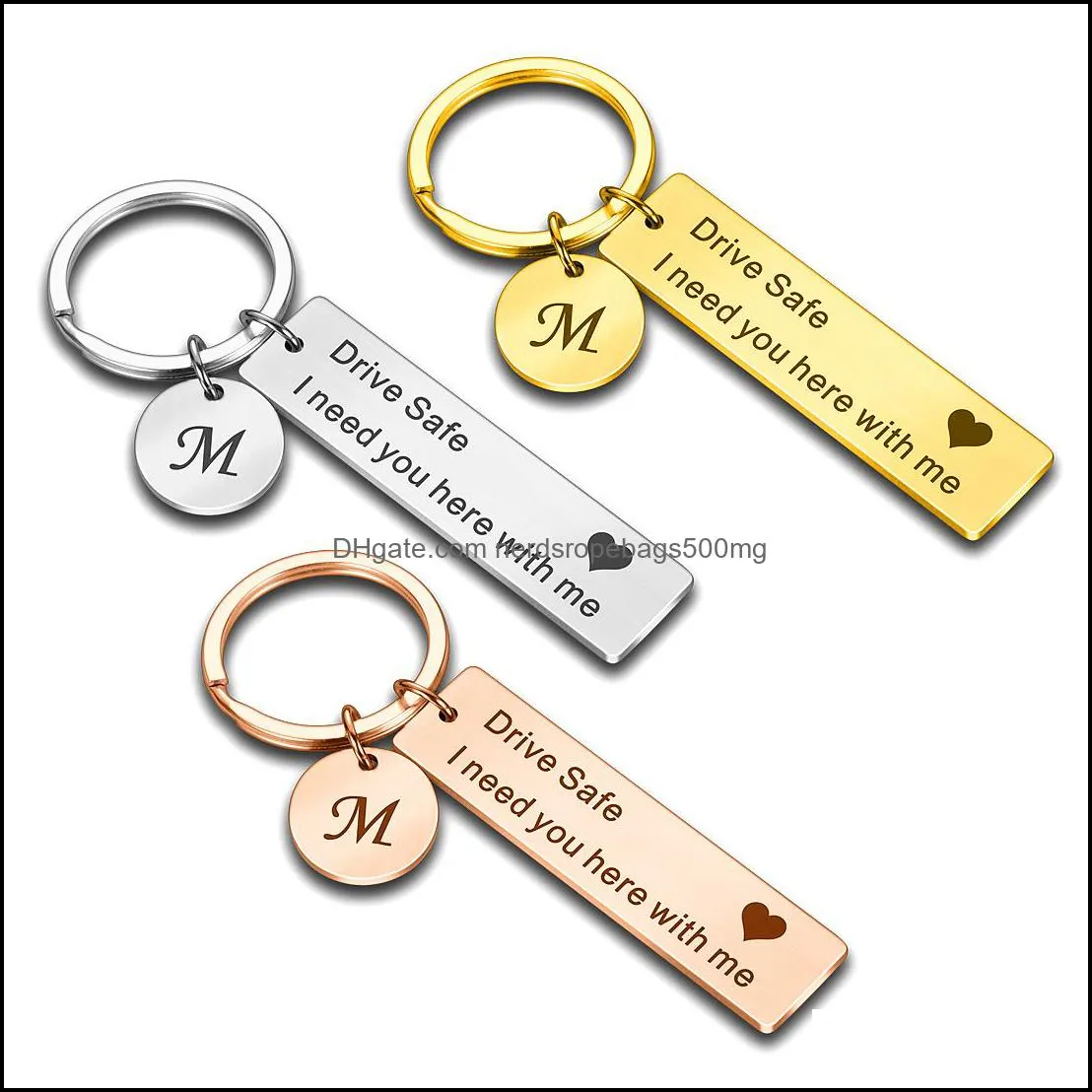 Keychain A-Z 26 Initials Lettering Men Women Boyfriend Husband Key Chain Birthday Chritsmas Father`s Day Gifts