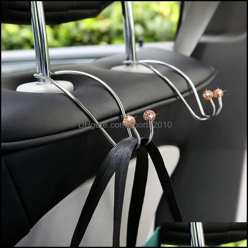 Car hook diamond multi-functional rear rack hook creative stainless steel back chair car hook