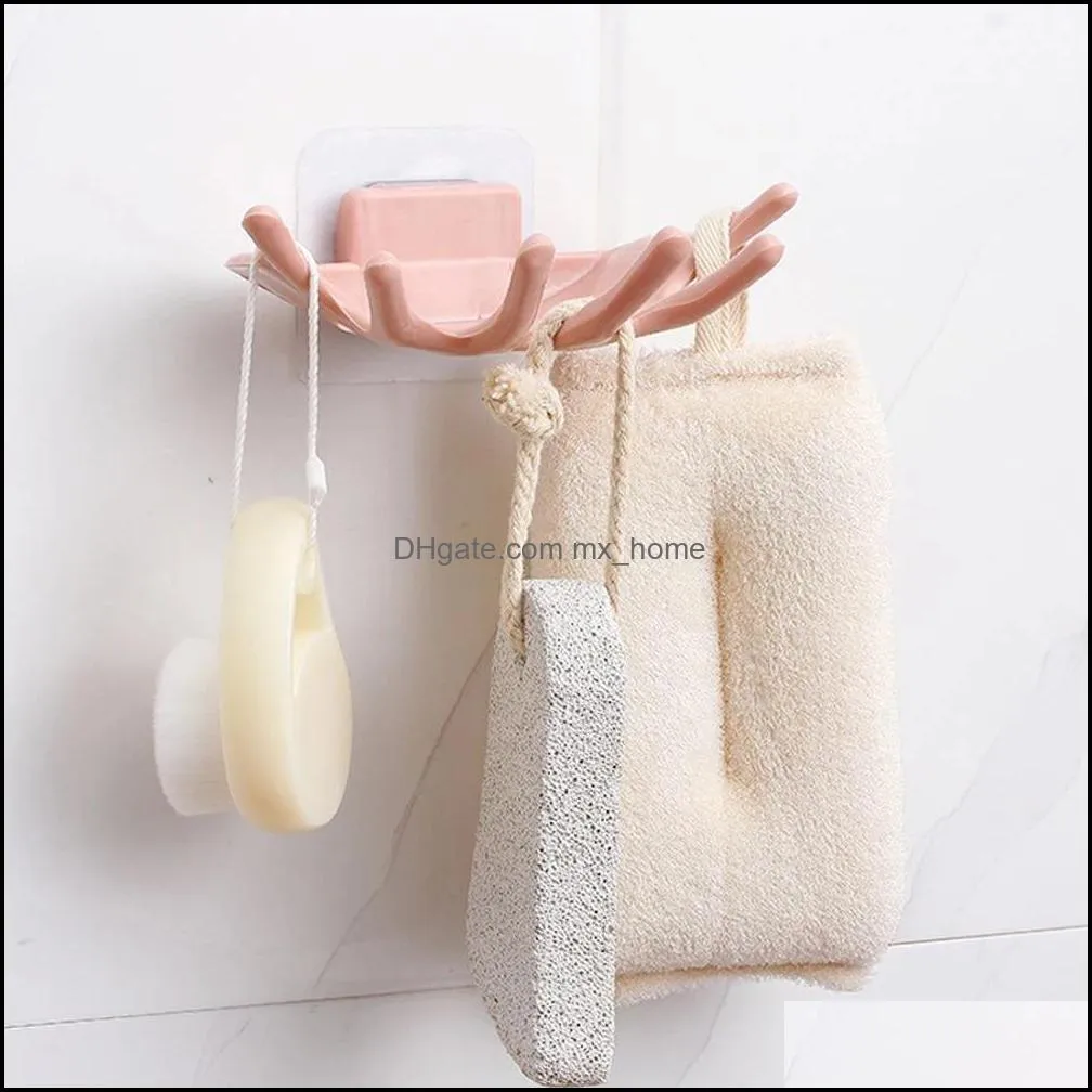 Home creative six-claw palm seamless drain plastic soap box bathroom supplies crown style wall-mounted soap box