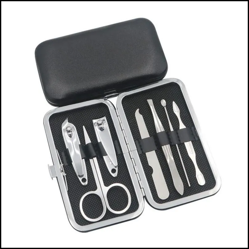 7 colors nail clippers 7 piece set nail manicure nursing tool scissors tweezer manicure set pu leather package