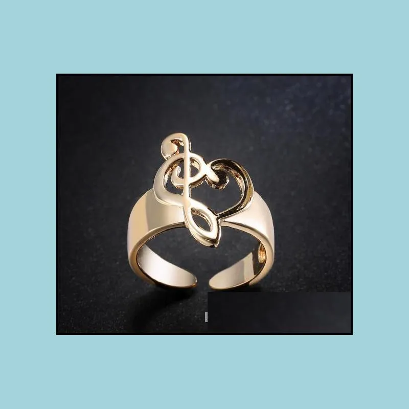 hollow out heart shaped musical note open ring for women lover infinity valentine`s day jewelry elegant rings