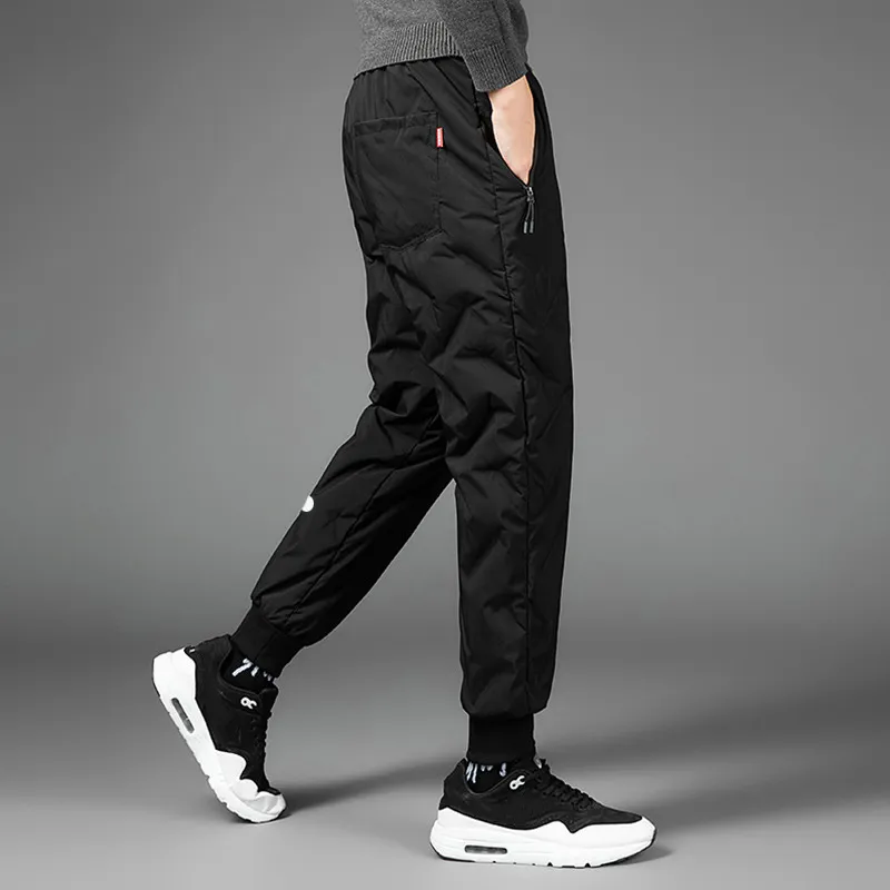 Men Down Jogging Pant Of Yoga Outfit 80% White Duck Dwon Pants Keep Warm Sweatpants Pocket Long Trouser S-4XL Pluse Size