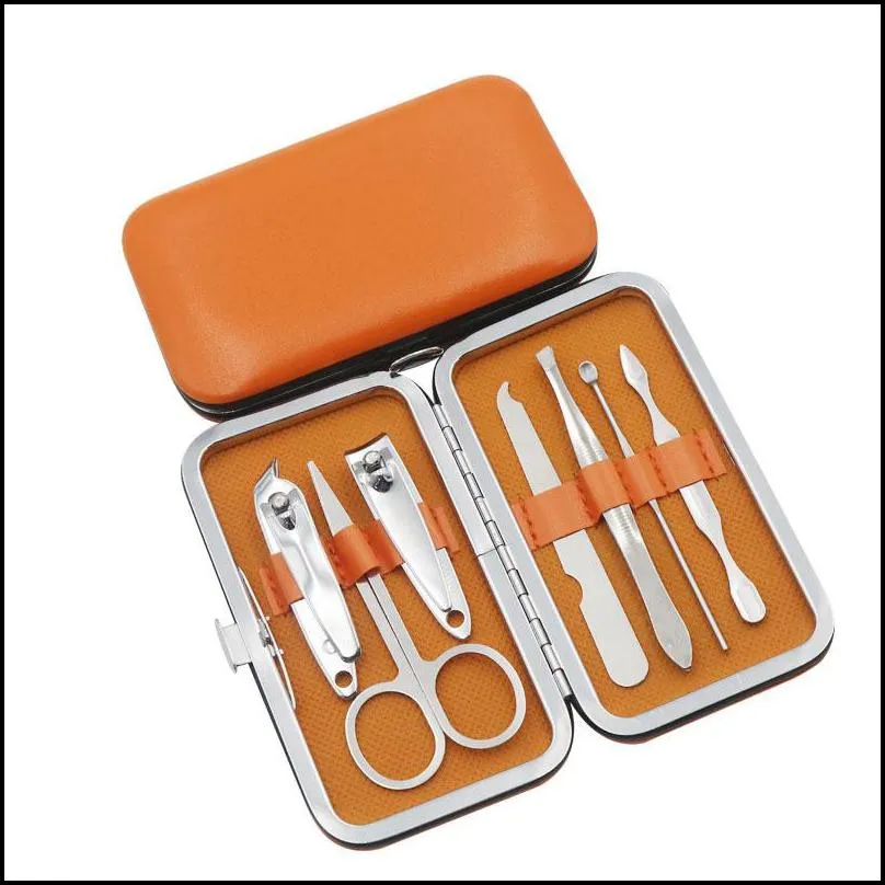 7 colors nail clippers 7 piece set nail manicure nursing tool scissors tweezer manicure set pu leather package