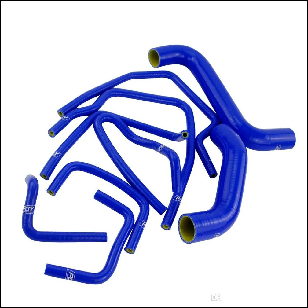 pqy - 9 pcs silicone radiator turbo intercooler hose kit for 02-07 subaru impreza wrx/sti gda/ ej20 blue & yellow lx1803c-qy