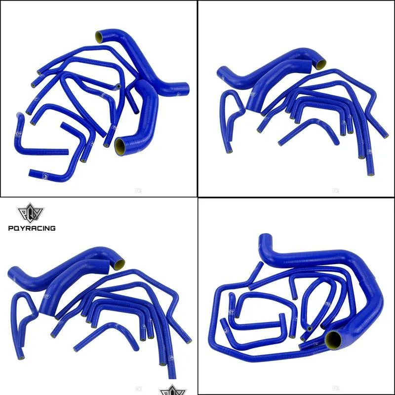 pqy - 9 pcs silicone radiator turbo intercooler hose kit for 02-07 subaru impreza wrx/sti gda/ ej20 blue & yellow lx1803c-qy