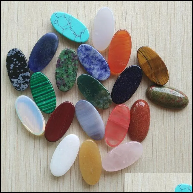 Assorted Natural Stone Oval Shape Cab Cabochons Beads for Jewelry Accessories Making 15x30mm