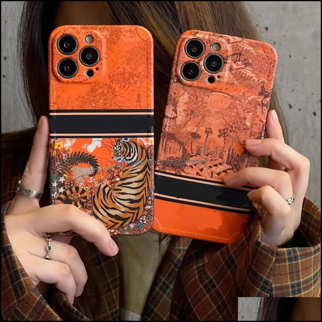 fasion designers forest tigher phone cases for iphone 13 pro max 12 11 xs xr x 8 7 plus fashion orange design back cover case anmial mobile phone