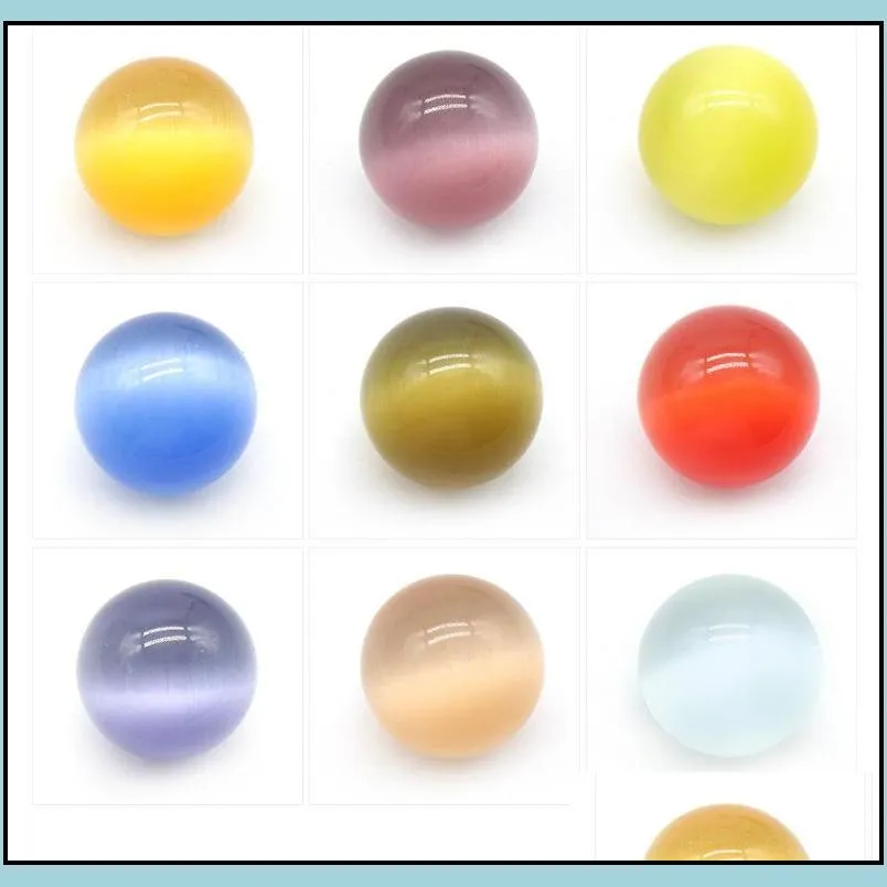 Colorful 20mm Cat`s Eye Crystal Round Stone Ball Craft Tumbled Hand Piece Stones Home Decoration Ornaments Good Gifts