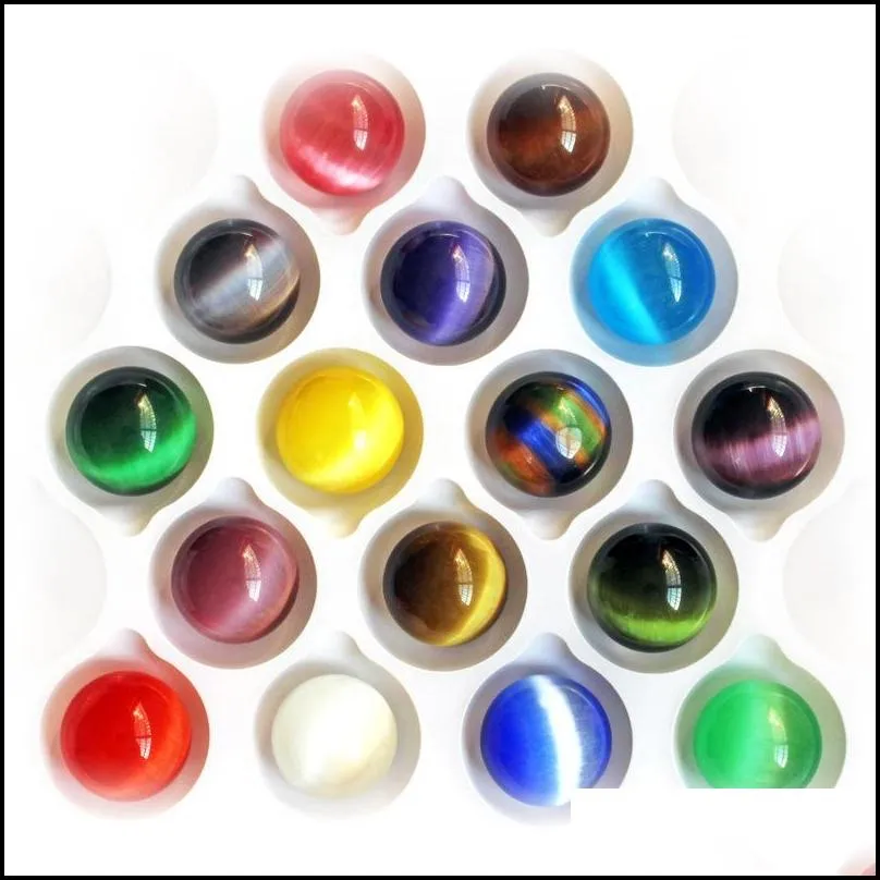 20MM 7 Chakra Round Cat`s Eye Crystal Opal Stone Ball Mosaic Craft Gift Yoga Hand Play Odornment Decoration