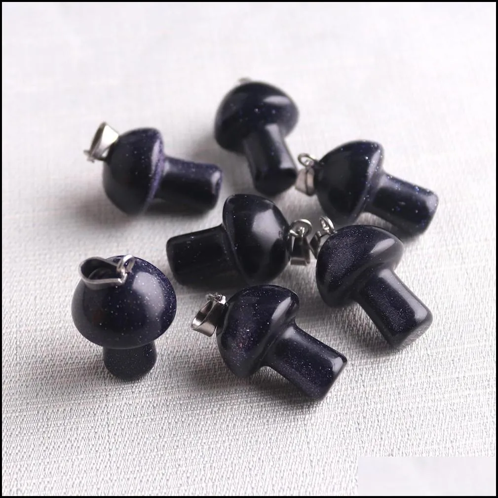 Mini Mushroom Statue Natural Crystal Stone Carving Charms Reiki Healing Gem Pendant For Women Jewelry Making Wholesale