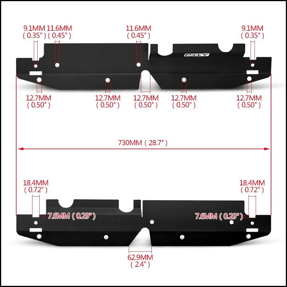 aluminum radiator cooling plate panel cover shroud + boost solenoid cover for 08-14 subaru impreza wrx & sti pqy-ccr01r+ccr02