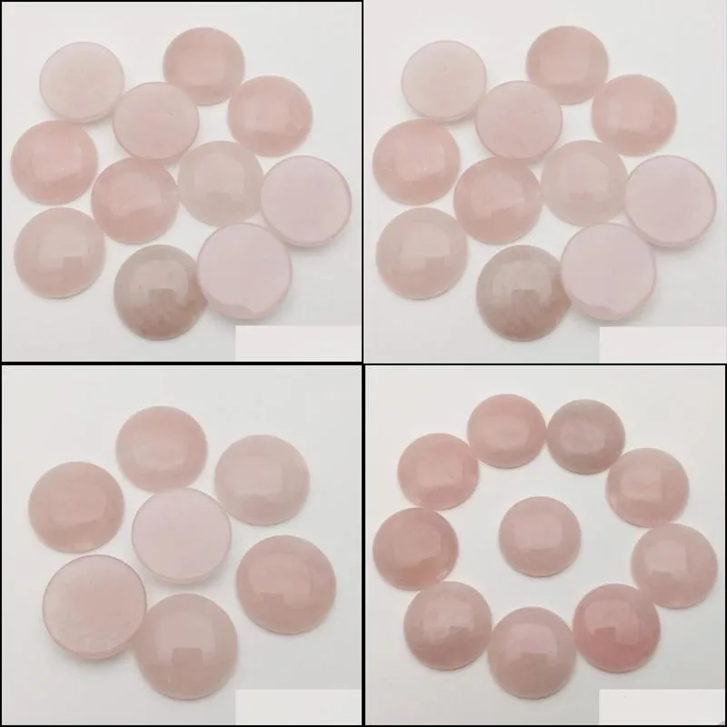 25mm Rose Quartz Natural stone Round Cabochon Loose Beads face for Reiki Healing Crystal Ornaments necklace ring earrrings jewelry