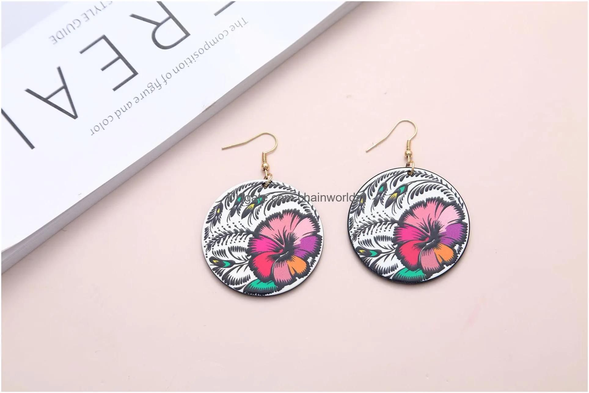 geometric circular colored acrylic earrings light luxury earrings simple temperament female charm personality send friend girl
