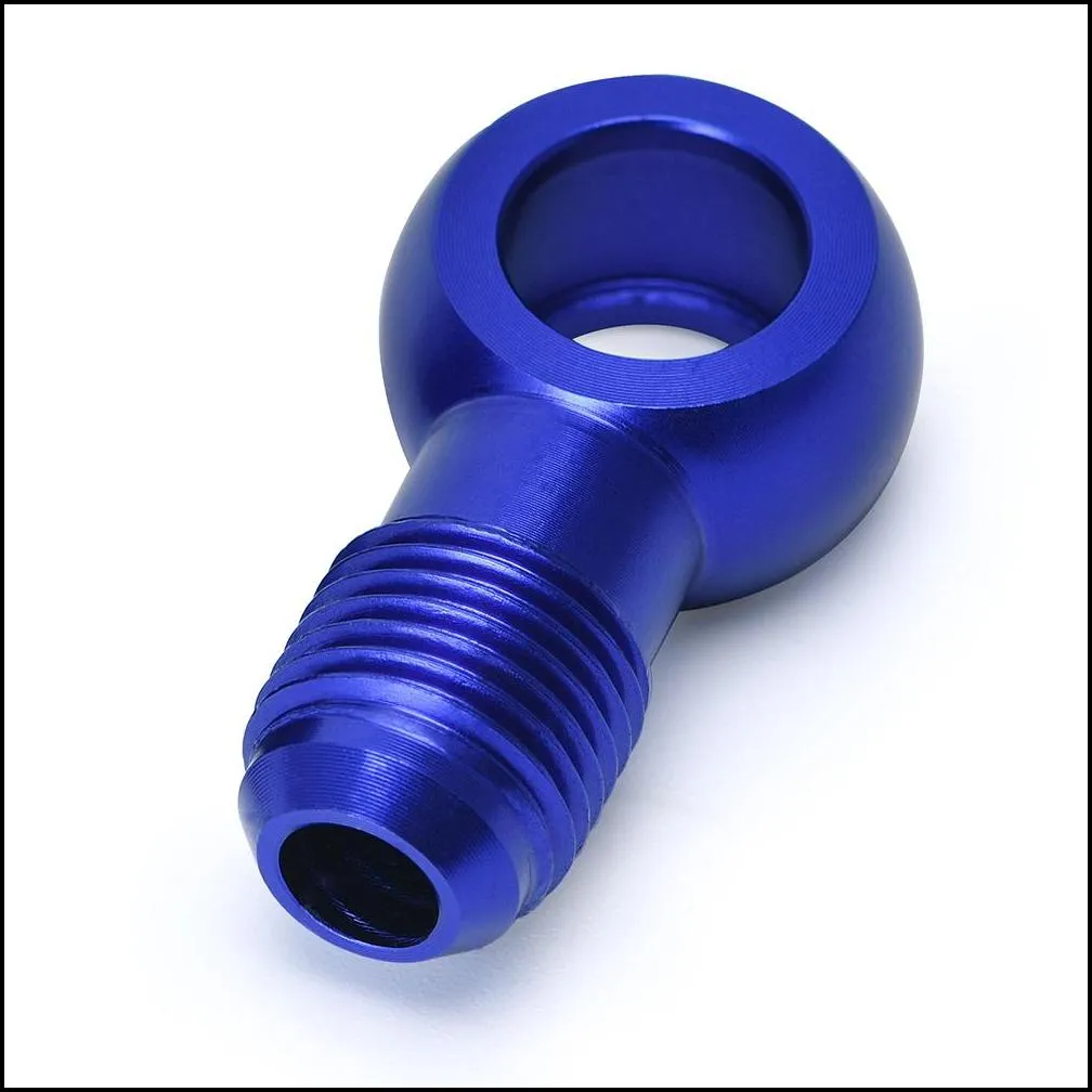 pqy - aluminum blue 044 fuel pump an6 to 12.5mm outlet banjo adapter fitting + cap pqy-fk045bl+fk047