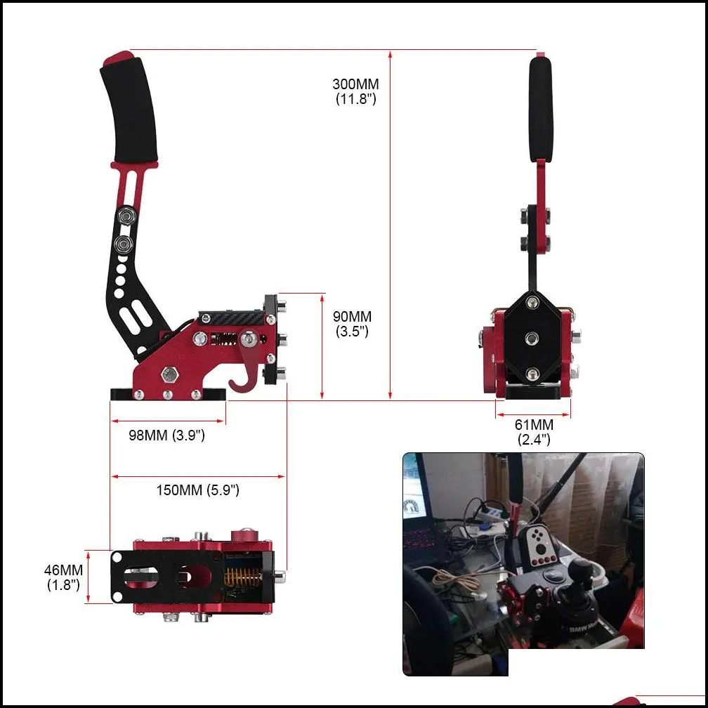 14bit pc usb handbrake for sim auto racing games g25/g27/g29 t500 steel and aluminum adjustable for windows dirt rally pqy-hb03