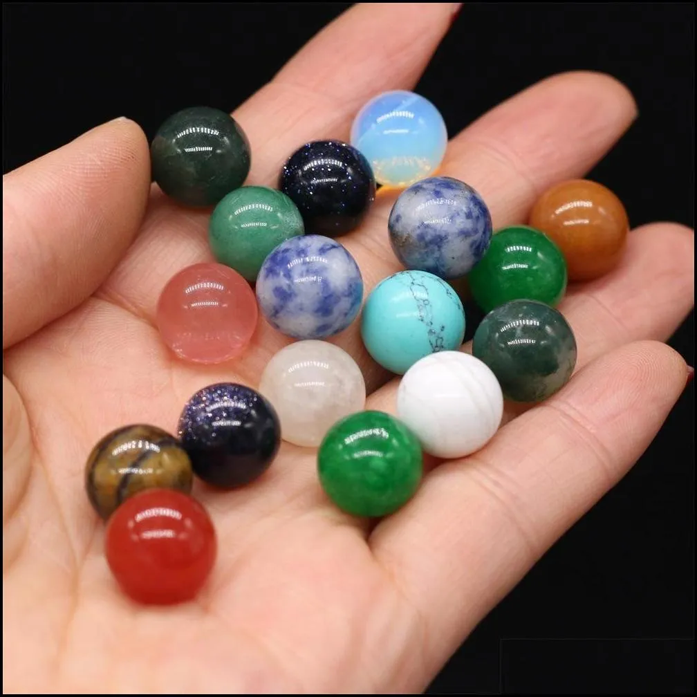 10mm Polished Loose Reiki Healing Chakra Natural Stone ball bead Palm Quartz Mineral Crystals Tumbled Gemstones Hand Piece Home Decoration Accessories Good