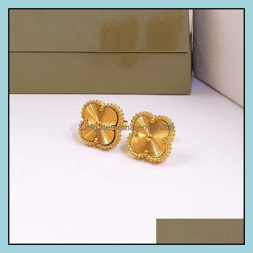 luxury designer stud earrings four-leaf clover cleef earrings womens fashion 18k gold earring jewelry