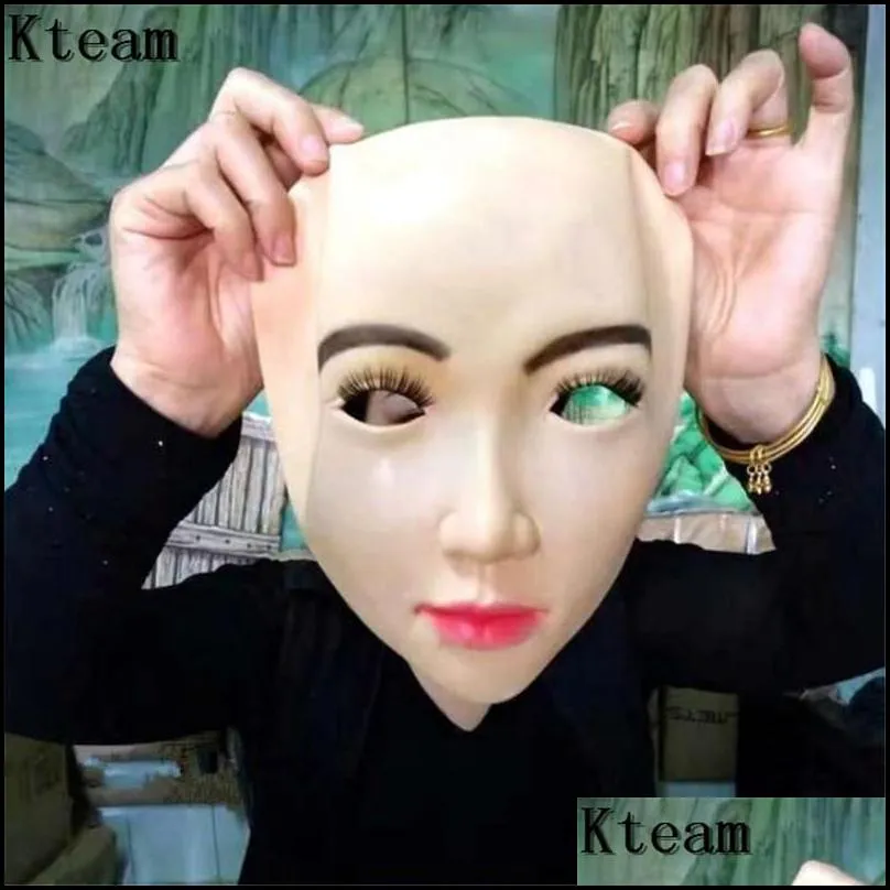 New Funny Realistic Female Mask For Halloween Human Female Masquerade Latex Party Mask Sexy Girl Crossdress Costume Cosplay Mask