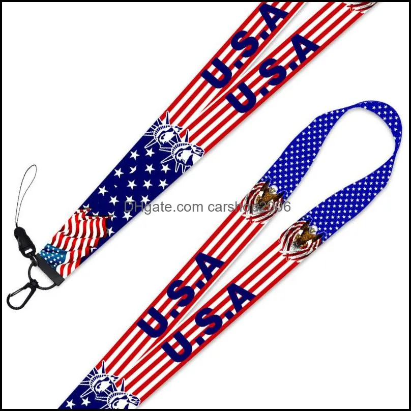 American flag cell phone lanyard party accessories fashion long sturdy keychain hand rope