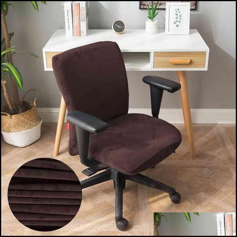 Velvet Lift Computer Desk Chair Cover for Office Study Room Spandex Rotating Seat Case Removable Slipcovers