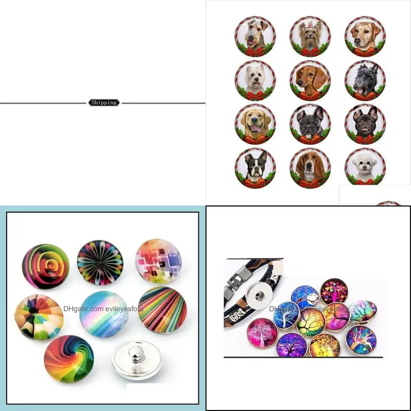 mixed glass holiday christmas dog for diy 18mm button snap bracelet necklace jewelry