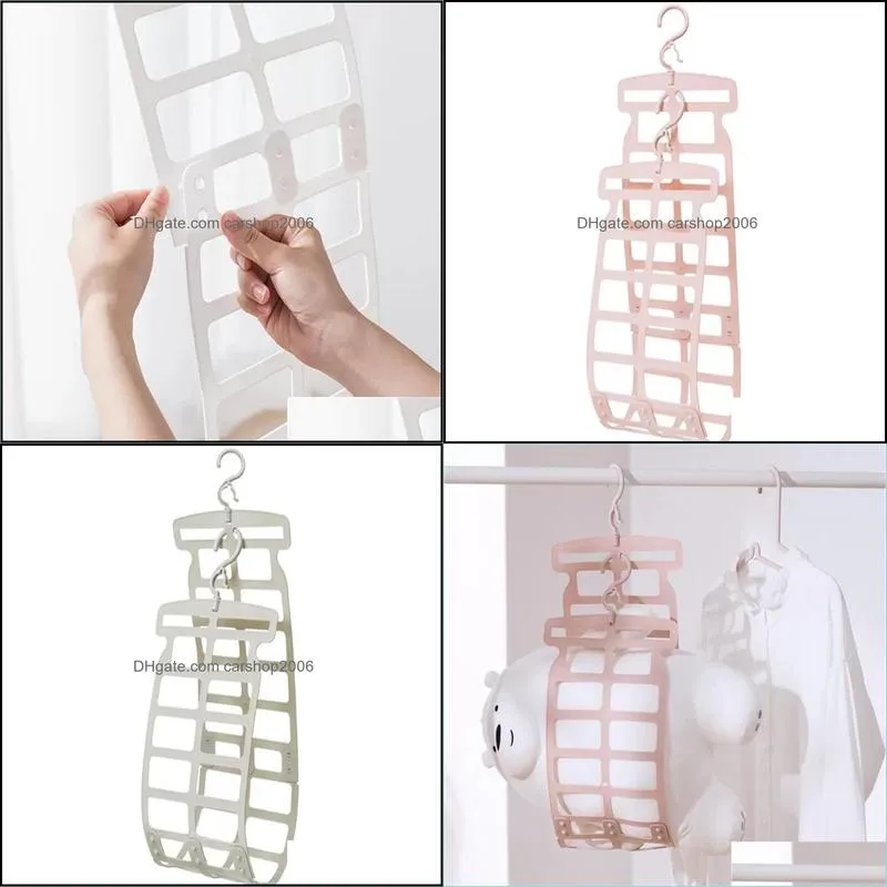 Storage Boxes & Bins Multifunctional Clothes Hanger Grid Drying Rack For Sunning Pillow/ Doll/Quilt White/Pink/Green