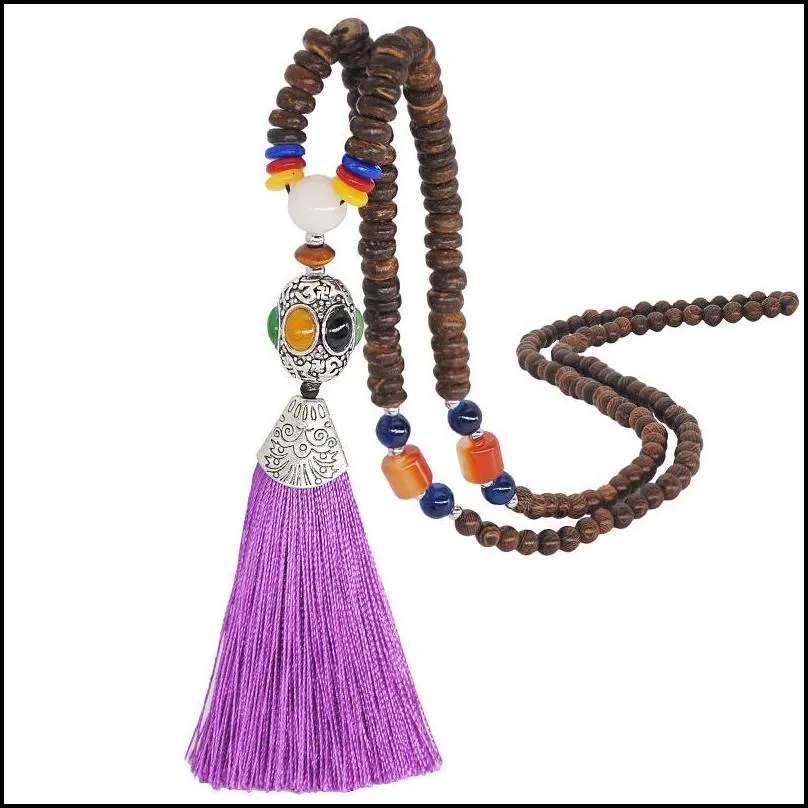 vintage sweater chain 18 kinds of colorful ethnic characteristics tassel lengthening necklace fashion beaded jewelry necklace pendant