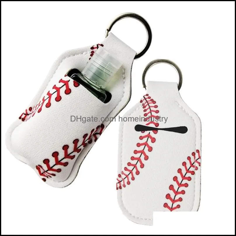 neoprene cover baseball softball keychains chapstick party holders for hand sanitizer bottle gel holder sleeve key chain ring pendent