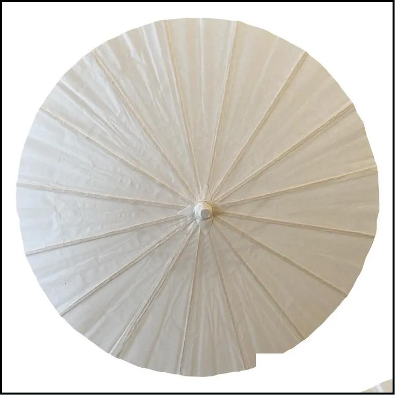 60pcs Bridal Wedding Parasols White Paper Umbrellas Beauty Items Chinese Mini Craft Umbrella Diameter 60cm