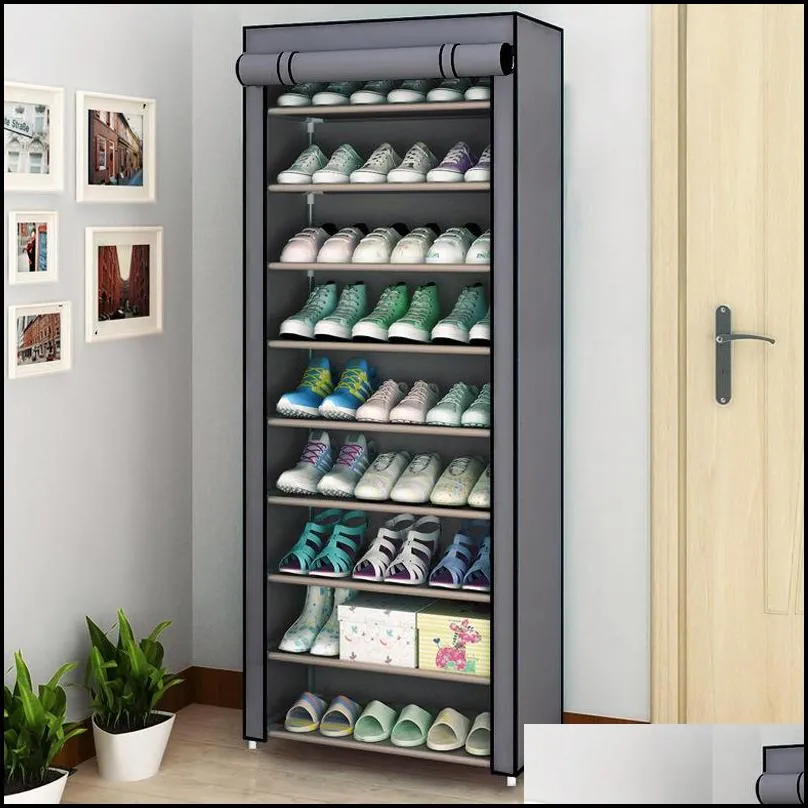 Multilayer Shoe Rack Detachable Dustproof Nonwoven Fabric Shoe Cabinet Home Standing Space-saving Stand Holder Shoes Organizer Y200527
