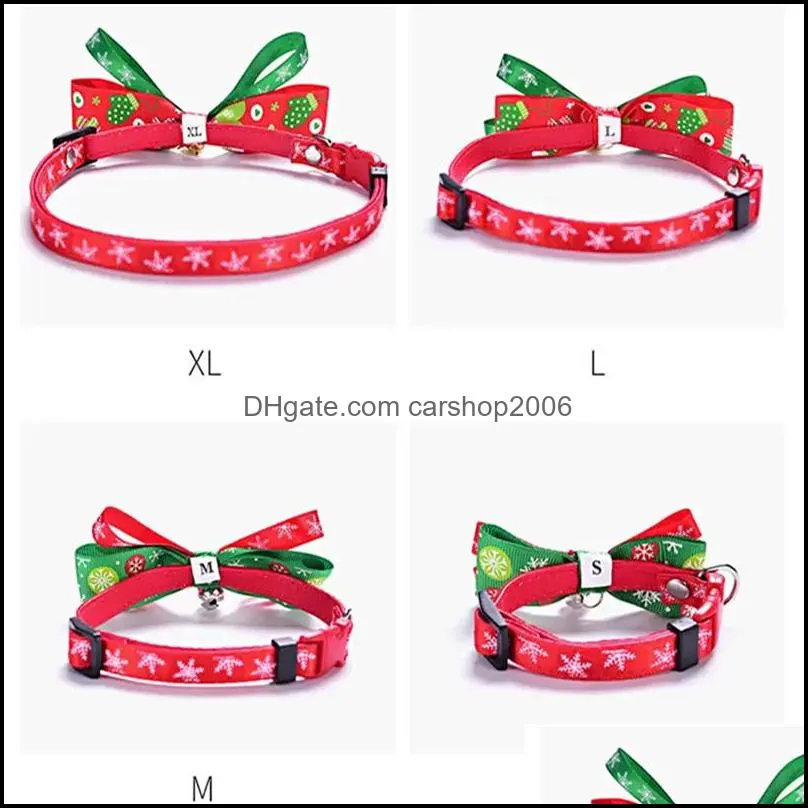 Christmas Pet Collar Woven Bow Knot Gold Silver Bell Bow Tie Cat Supplies Wholesale