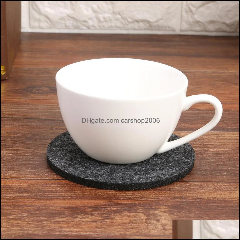 see pic Home Decor 10pcs Round Felt Coaster Dining Table Protector Pad Heat Resistant Cup Mat Coffee Tea Hot Drink Mug Placemat Kitchen