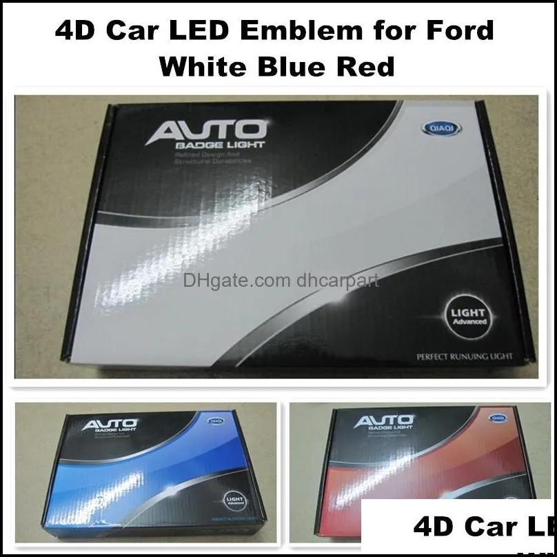 145 x 56 mm LED Badges White Blue Red 4D LED Logo Lights Rear Emblem Symbols For Ford