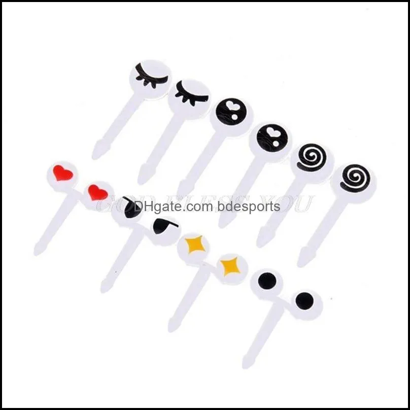 10Pcs/Set Mini Skewers Cute Cartoon Eyes Kawaii Lunch Bento Box Food Fruit Picks Fork Sticks Buffet Sandwich Toppers