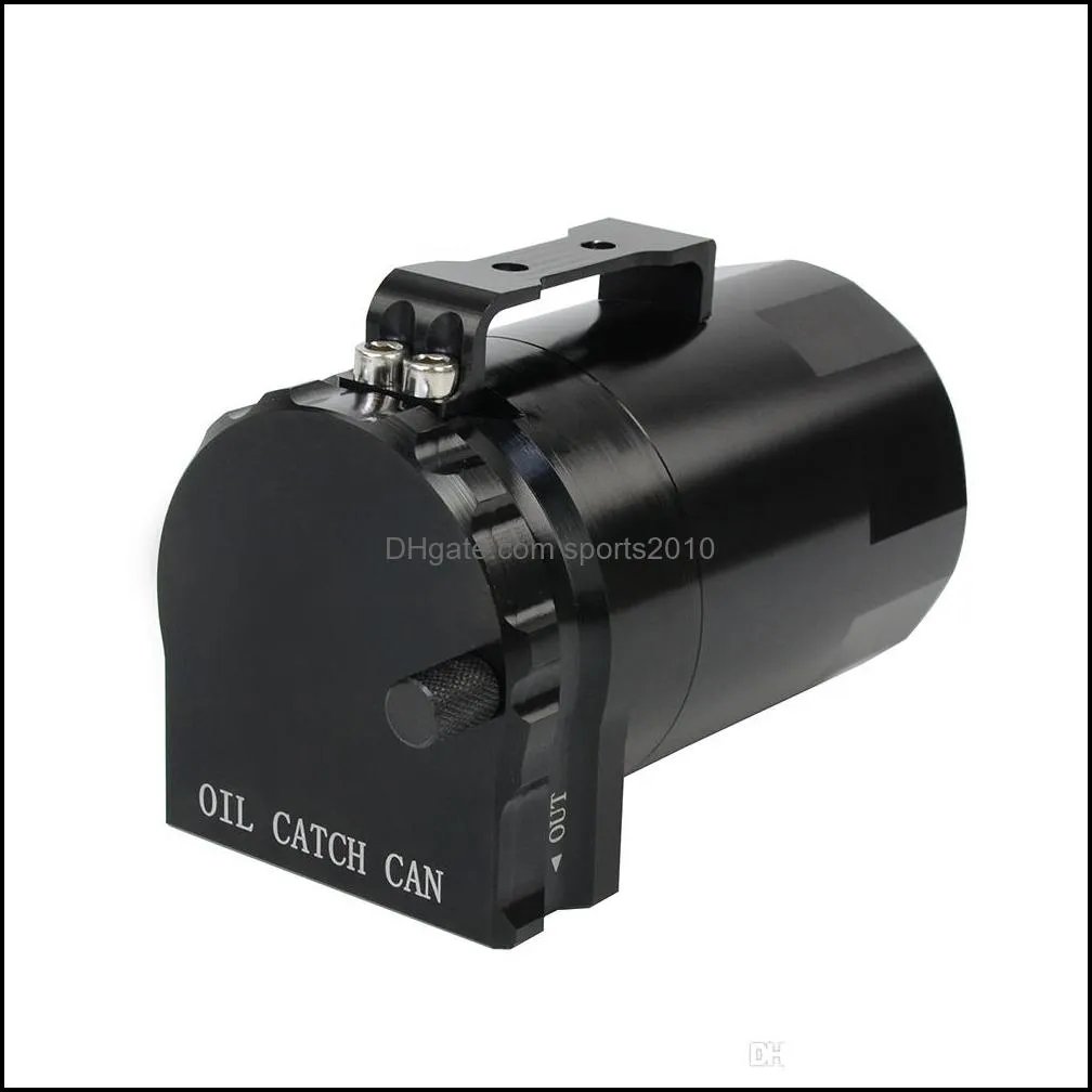 Universal Black Baffled Aluminum Oil Catch Tank Can Reservoir Tank with 11mm/15mm Fittings and Oil dipstick PQY-TK63