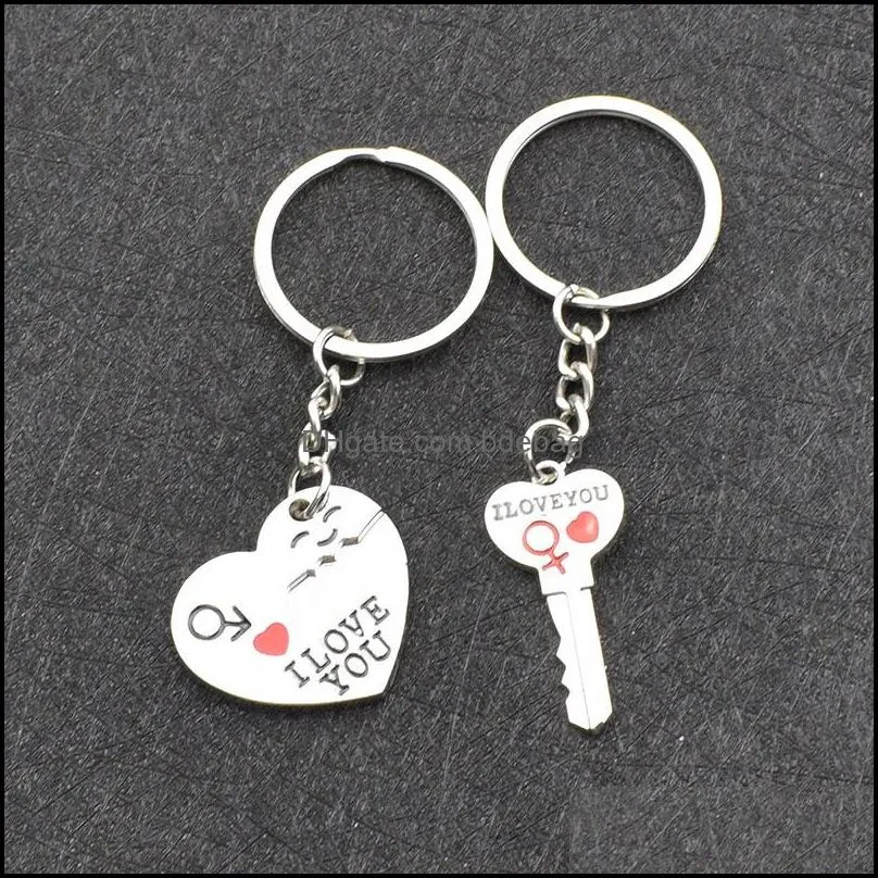 Zinc Alloy Silver Plated Lovers Gift Wedding Favors Couple My Heart Keychain Fashion Keyring Key Fob Creative Key Chain
