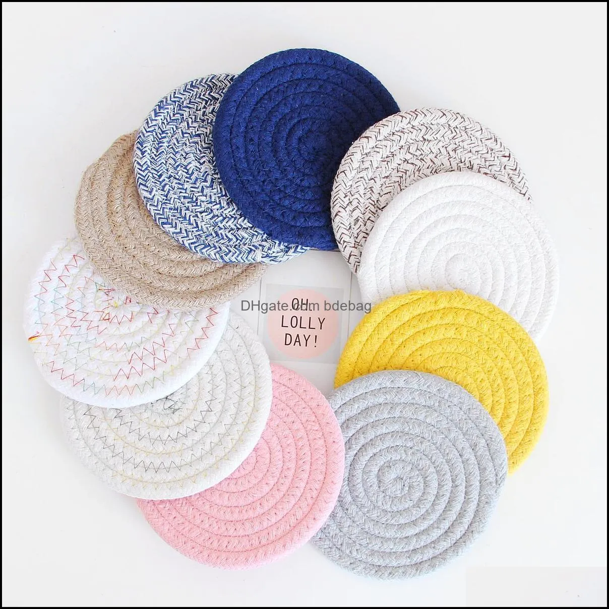 Mats 4.7/7.1/9.5/12 inch simple style woven anti-scalding table mat cotton rope heat insulation pad