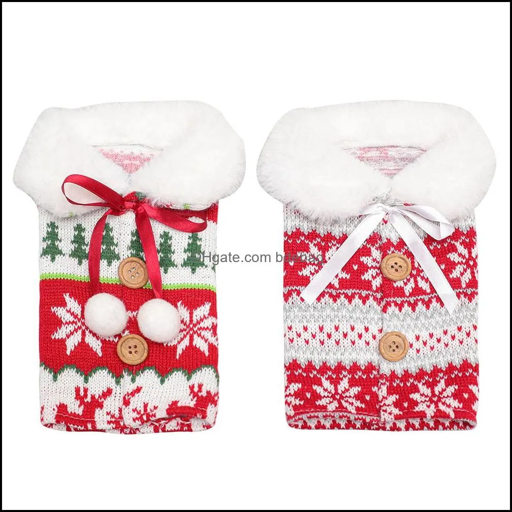 Nordic knitted elk snowflake wine bottle set Christmas decoration hair ball wine bottle set household items