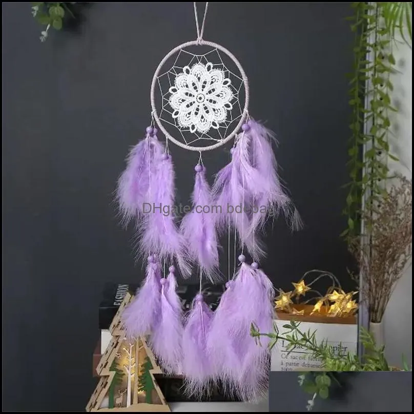 Arts Crafts Dream Catchers with Feather Crafts Handmade Dreamcatchers for Boho Wall Hanging Decoration Home Bedroom Ornament Festival