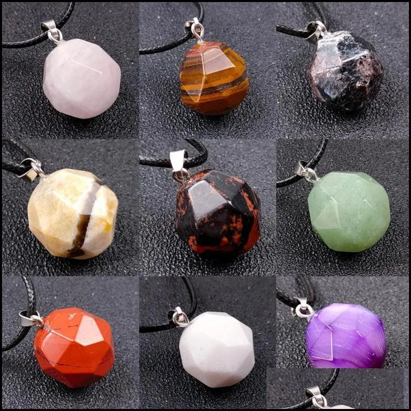 pendant necklaces 12pcs/lot natural red jasper agates crystal stone polished aventurine cutting healing necklace for women and
