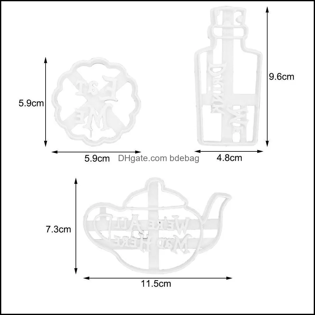 Bakeware Eat Me Cake Alice In Wonderland Crazy Teapot Drink Me Treat Dessert Quotes Mad Cutter Cookie Molds With Good Wishes