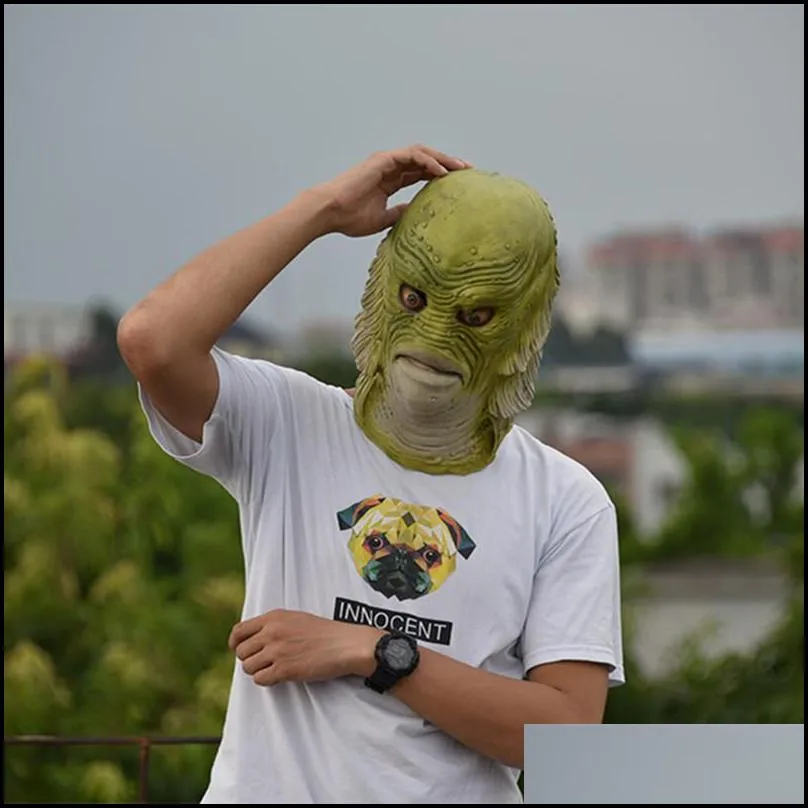Halloween Mask Scary Monster Latex Fish Masks Creature From The Black Lagoon Cosplay Merman Masquerade Party Mascara Horror Mask