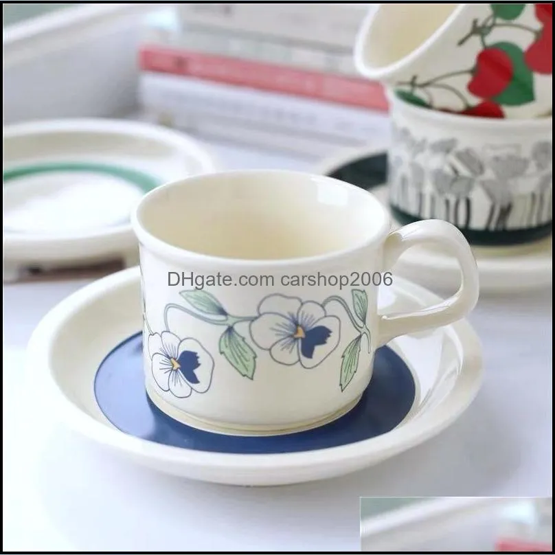 Medieval creative coffee cup and saucer set literary retro style afternoon tea ceramic home office drinking cups