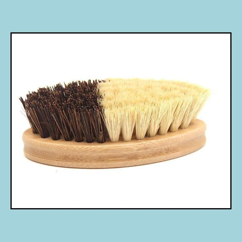 bamboo sisal palm 2 in 1 cleaning brush vegetables fruits brush kitchen pot dish and bowl cleaning brushes