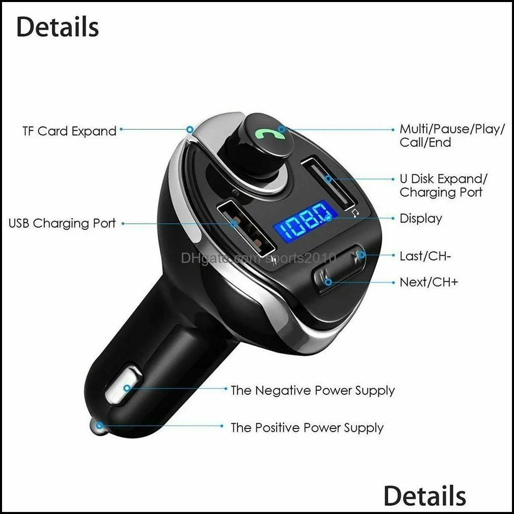 B9 USB Car MP3 Wireless Double USB Bluetooth MP3 Car Kit Hands-free Car Bluetooth FM Transmitter Radio With Mic With Package