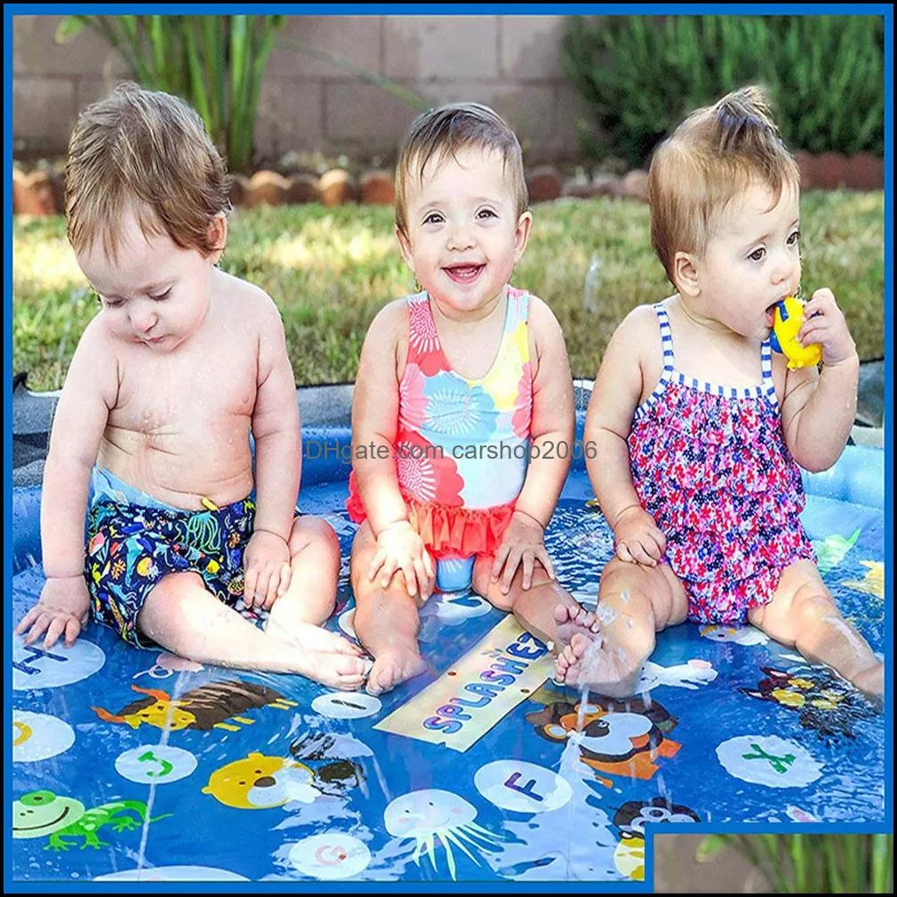 170cm Kids Sprinkler Pad Mat Children Summer Outdoor Water Splash Play Mat Lawn Inflatable Sprinkler Cushion