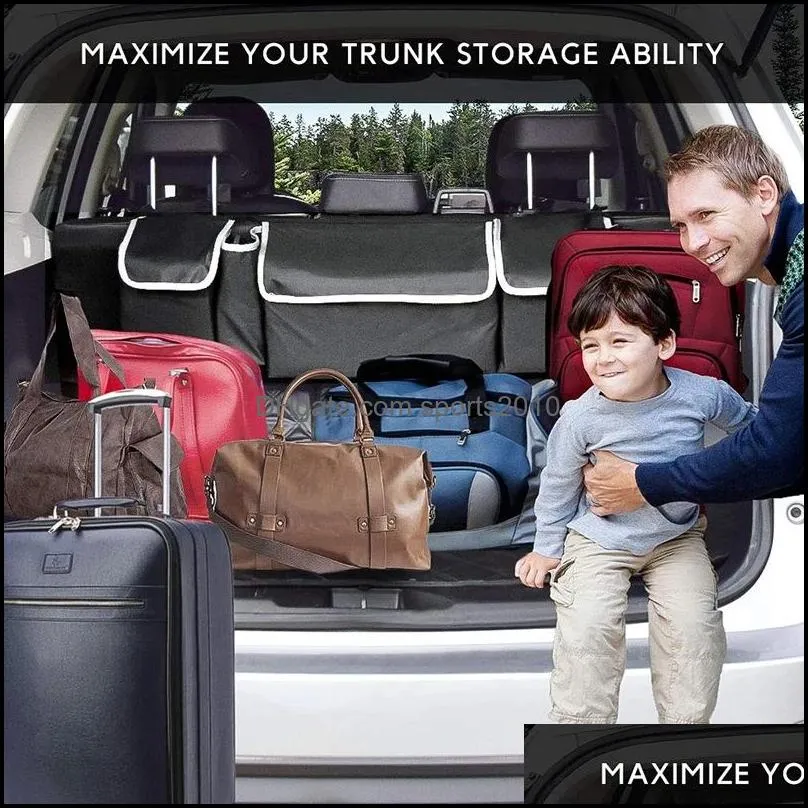 High Capacity Adjustable Car Storage Box Backseat 4 Bag Trunk Organizer Multi-use Oxford Car Seat Back Organizers Accesories