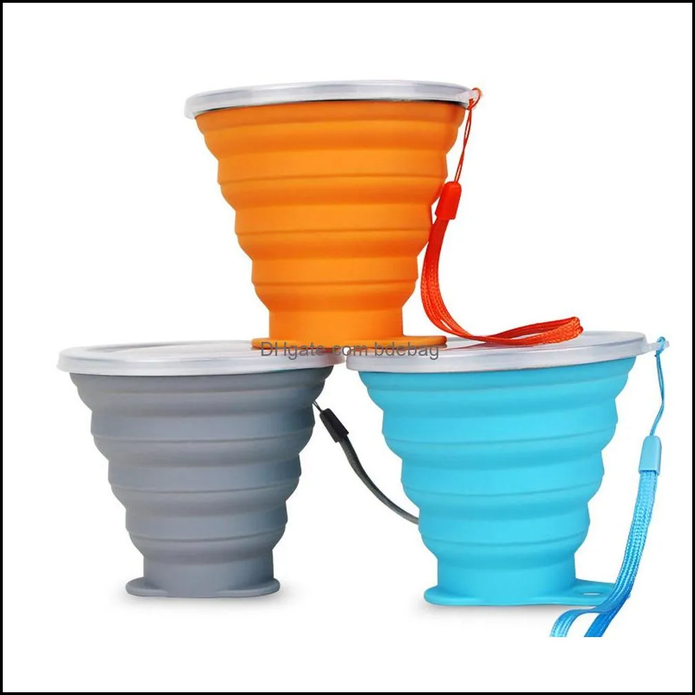 Folding Cups 270ml BPA FREE Food Grade Water Cup Travel Silicone Retractable Coloured Portable Outdoor Coffee