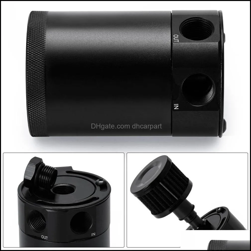 PQY - Universal Billet Aluminum Baffled Oil Catch Can Tank with Breather Filter Engine Mini Oil Separator PQY-TK92