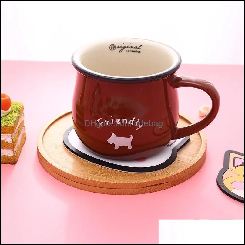 see pic Home Decor Silicone Cat Shaped Tea Coaster Cup Mat Pad Mug Holder Mat Coffee Drinks Table Placemats Heat-resistant Cup Coasters